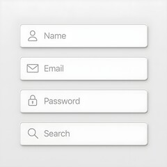 Fototapeta premium The Editable UI Input Fields Pack features four versatile text input designs—name, email, password, and search