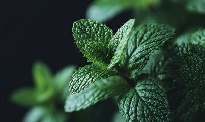 Close-up of vibrant mint leaves