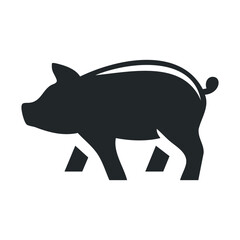 Fototapeta premium Silhouette of a farm pig isolated on white background.