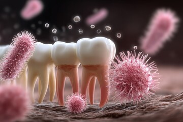 Dental Bacteria. Dentist's Care for Dental Hygiene. Teeth Protection and Cleanliness Concept