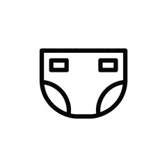 Simple outline icon of a baby diaper with two tabs on a white background
