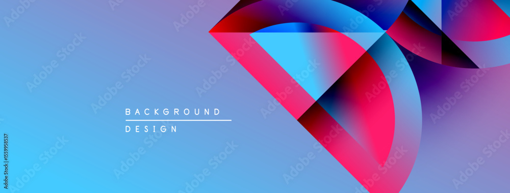 Poster Abstract geometric design. Vivid blue, pink gradients create dynamic visual effect. Modern background suitable for presentations, branding.
