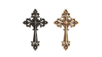 Ornate Decorative Crosses in Gold and Black Finish for Religious and Spiritual Designs