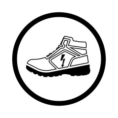 mandatory safety signs icon_wear antistatic shoes with frame round shapes