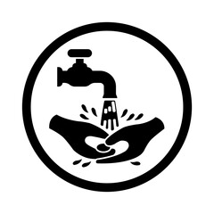 mandatory safety signs icon_wash your hand with frame round shapes