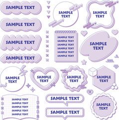 cute y2k frames set, decoration, fancy, pop, pink, magenta / ゆるふわで可愛いy2kフレームセット 装飾 飾り枠 ファンシーポップ ピンク マゼンタ