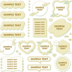 cute y2k frames set, decoration, fancy, pop, yellow, green / ゆるふわで可愛いy2kフレームセット 装飾 飾り枠 ファンシーポップ 黄色 緑