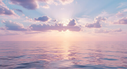 Obraz premium Ocean and Sky Fusion – Dreamy Seascape with Cloudy Atmosphere