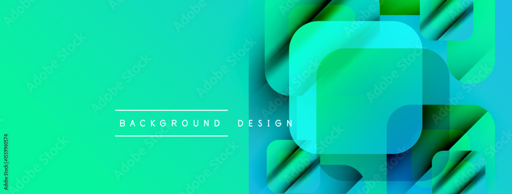 Fototapete Abstract gradient background. Overlapping squares create dynamic visual effect. Text reads background design. Modern, vibrant composition.