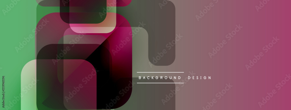 Poster Abstract geometric shapes overlap, creating vibrant color gradients. Modern design suitable for backgrounds, banners, presentations.