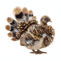 Fototapeta premium Whimsical Pine Cone Turkey on Vibrant Green
