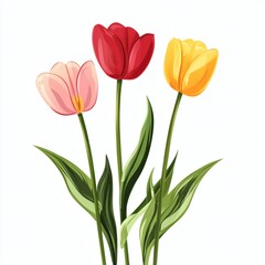 Naklejka premium Beautiful Colorful Tulips Illustration