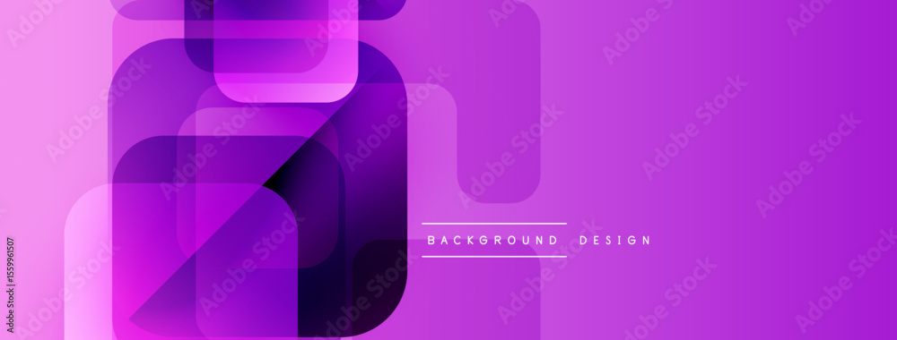 Poster Abstract purple layers create modern background. Geometric shapes overlap, offering vibrant visual appeal. Minimalist design suits various projects.