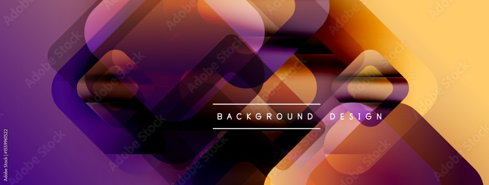 Aufkleber Abstract gradient layers create dynamic visual effect. Purple, orange, yellow hues blend seamlessly. Modern design element.