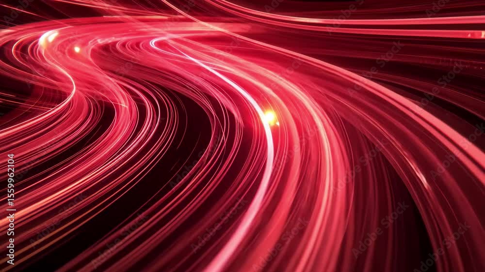 Poster dynamic red light trails creating abstract patterns in computer generated art, red light trails comp