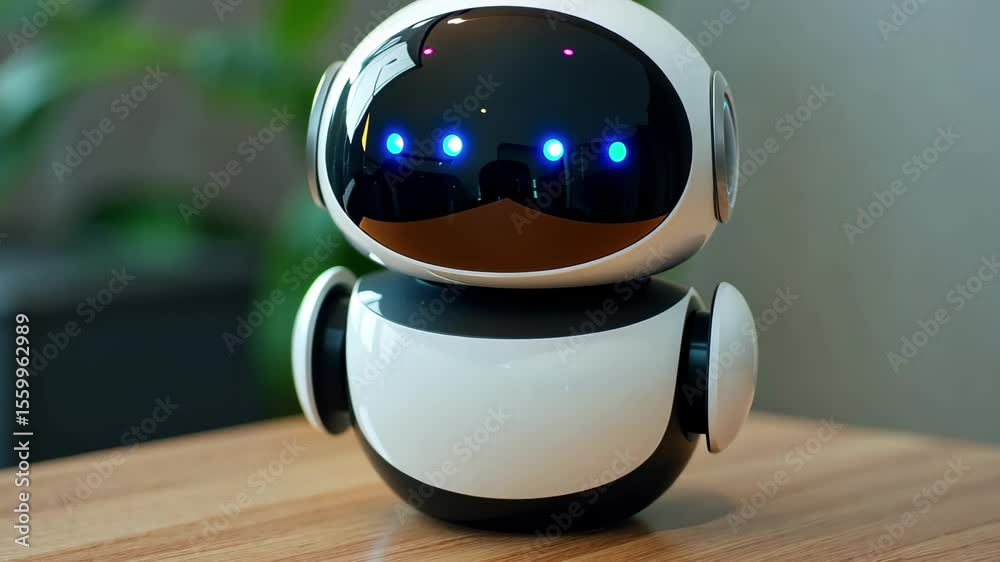 Poster advanced robot technology showcases ai capabilities in modern workspace, system artificial intellige