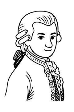black and white portrait of mozart clip art preview