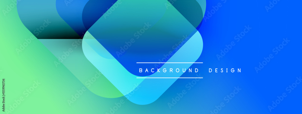 Poster Abstract vibrant shapes overlap. Gradient colors blend, creating dynamic visual effect. Modern design suitable for backgrounds, presentations.