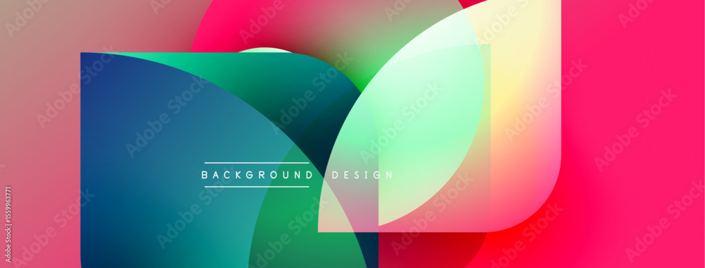 Poster Abstract colorful layers overlap. Gradient shades create dynamic visual effect. Modern design element for backgrounds, presentations.