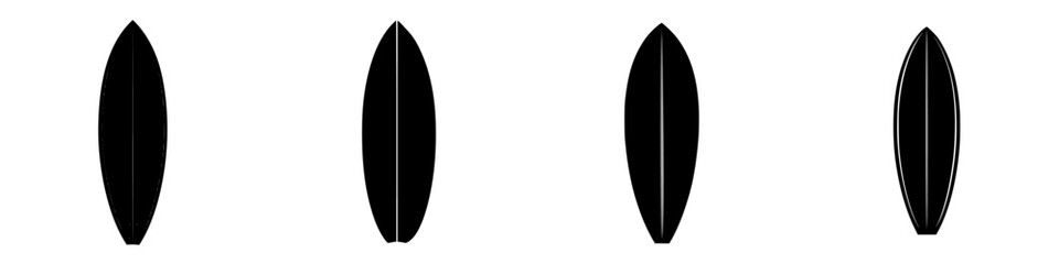 Vector icons showcasing diverse surfboard silhouettes for beach or ocean-themed designs