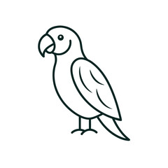 Minimalist line art parrot bird design isolated on white background