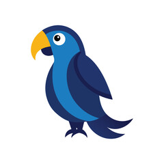 Vibrant navy blue parrot bird illustration isolated on white background