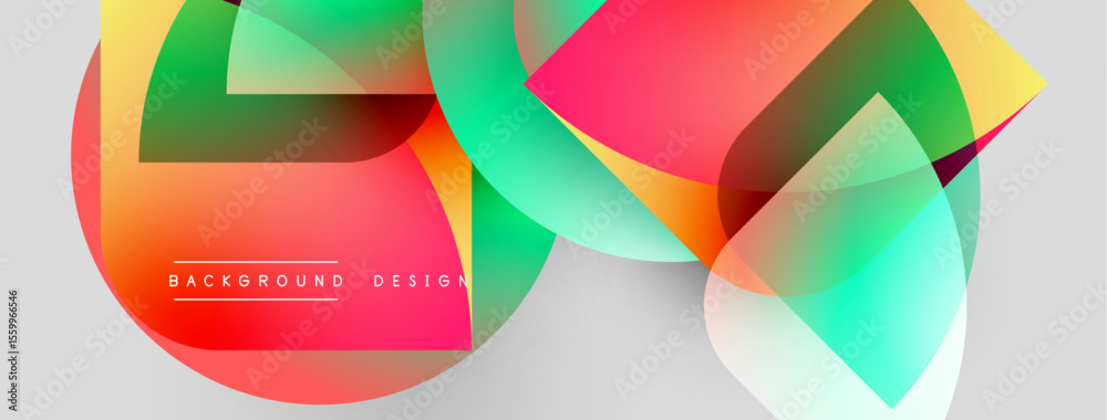 Aufkleber Abstract shapes overlap, creating vibrant color gradients. Modern design elements suggest fluidity, energy, innovation. Background features text background design.