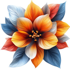 Obraz premium Vividly colored fantasy flowers PNG on transparent background