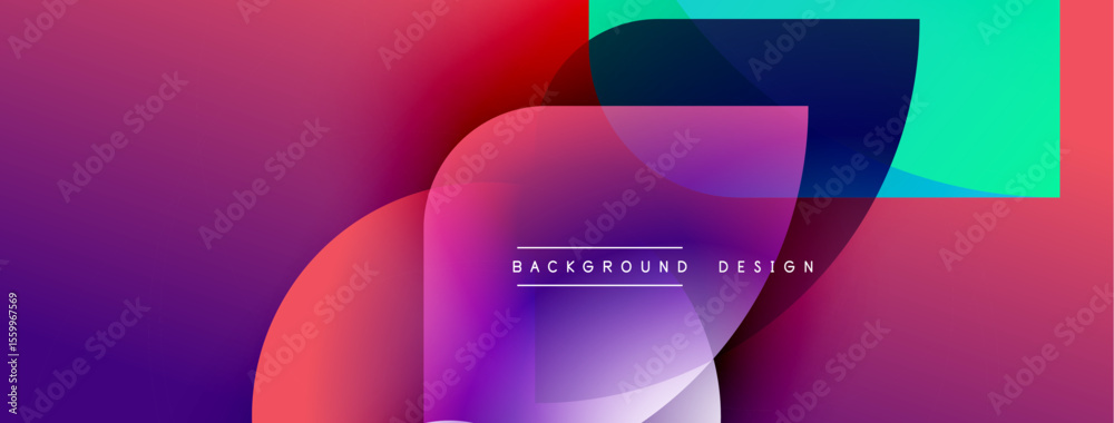 Poster Abstract gradient shapes overlap, creating vibrant color transitions. Modern design with text element background design.