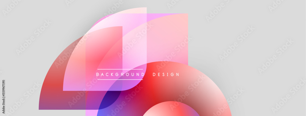 Poster Abstract shapes overlap, creating vibrant color gradients. Soft pinks, blues blend with white background. Modern design element.