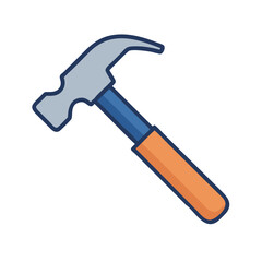 Modern Flat Style Hammer Tool for Carpentry and Home Repair Icon