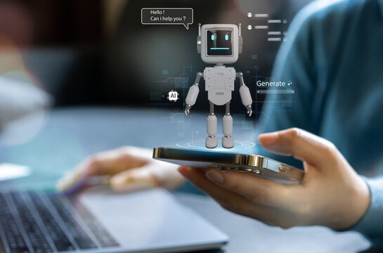 Ai technology concept with artificial intelligence chatbot and generative smart system, robotic, deep learning network, digital assistant, machine learning, algorithm, innovation and data processing - Powered by Adobe