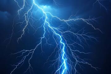 Digital Rendering of Blue Lightning Bolts on Dark Blue Background Free Photo Make by AI