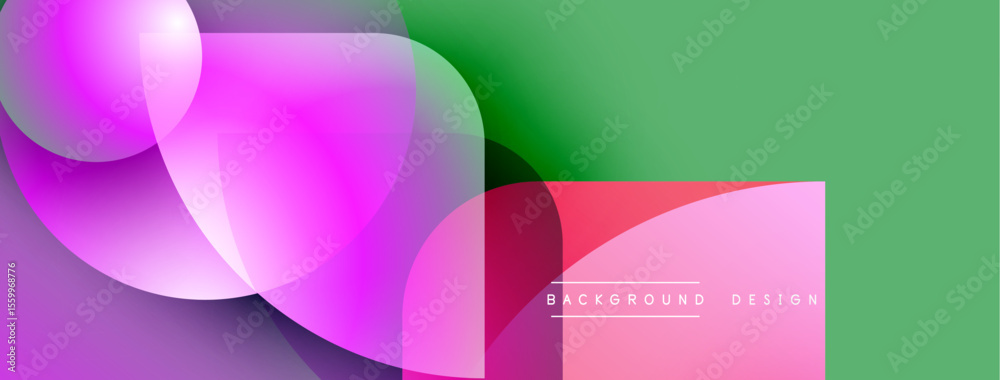 Poster Abstract colorful shapes overlap. Gradient hues blend, creating modern visual effect. Background suggests dynamic design elements.