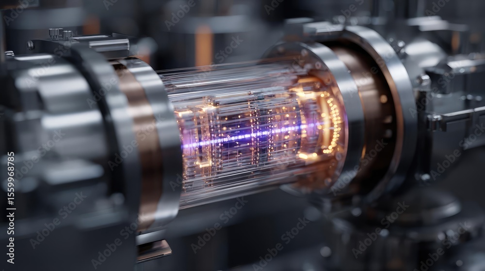 Aufkleber Hybrid processor in plasma development concept. Close-up of advanced technology components with glowing effects.