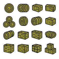 Stylized Hay Bales and Rolls in Various Shapes and Arrangements.