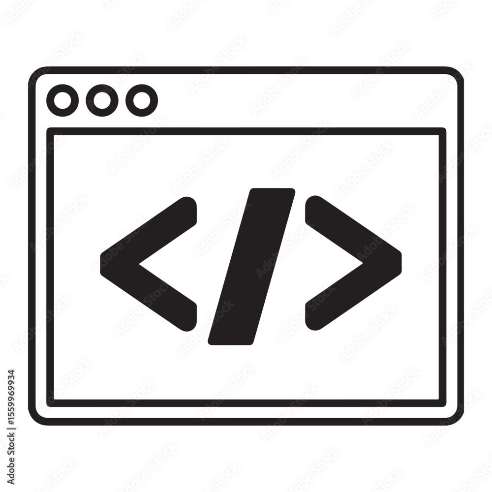 Fototapete Minimalist Code Editor Browser Icon Featuring  Symbol for Modern Web Development and Tech Interfaces.