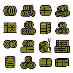 Various Hay and Straw Storage Methods in Farm Icons