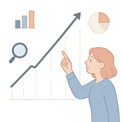 Woman Points to a Rising Graph, Indicating Growth and Success