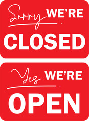 open and closed sign design for templates.