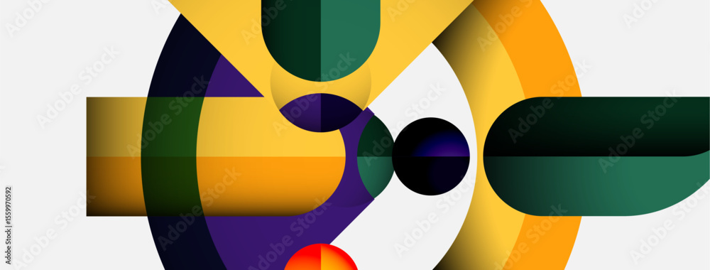 Poster abstract composition featuring overlapping circles, vibrant colors, dynamic shapes. modern design, c