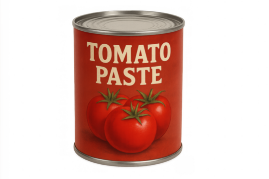 Tomato paste can isolated on transparent background