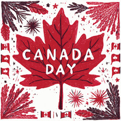 Autumn floral vector illustration: festive holiday card design with heart pattern and red flower decoration