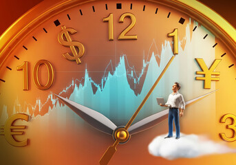 Businessman time and money of success, Financial concept of borrowing money.