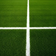 Obraz premium Thick horizontal white painted line is running across green grass turf in flat vector illustration, a well-maintained green grass field with a thick white line running horizontally across the center. 