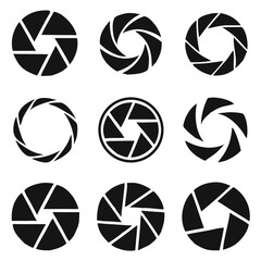 Camera shutter icons set. Vector

