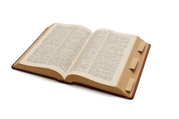 Obraz premium Open book showing text and index tabs on transparent background