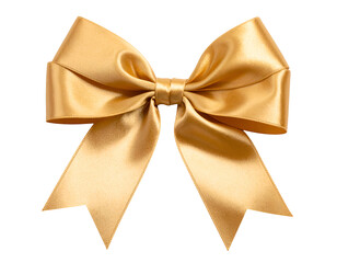 A radiant golden gift bow crafted from smooth satin, symbolizing elegance and celebration for presents.