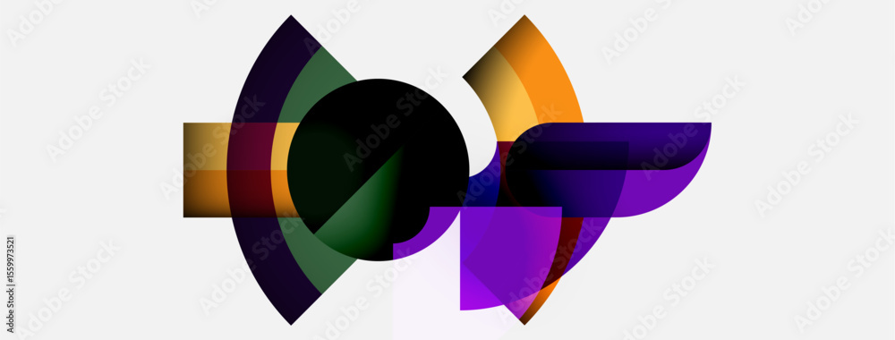 Poster Abstract colorful shapes overlap, creating dynamic composition. Vivid hues blend, forming modern visual experience. Smooth gradients enhance design.