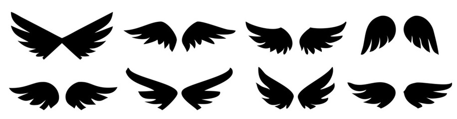Wings icons set. Wing logo. Vector illustration